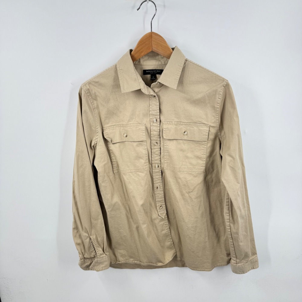 Banana Republic Utility Shirt Tan Khaki M Dillon Button Down‎ Safari Long Sleeve